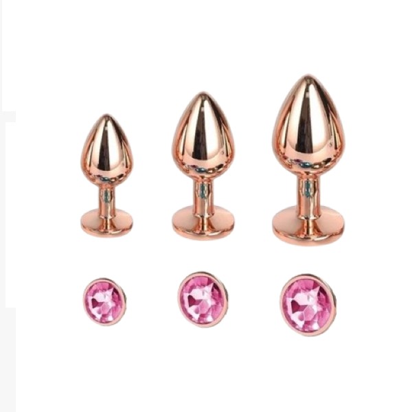 Anal Butt Plug Stainless Steel Gold Pink