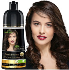 Herbishh Hair Color Shampoo Magic Dye for Gray Hair Ammonia-Free Dark Brown