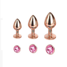 Anal Butt Plug Stainless Steel Gold Pink